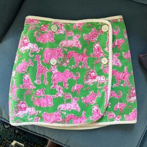 RARE White Label Lilly Pulitzer Girls Skirt, Sz. 8, Fully Reversible, Green Pink